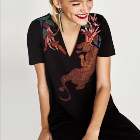 Zara rubberized sheath dress with metallic panther - Picture 3 of 9